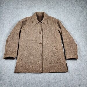 Alpaca 111 Jacket Womens Small Brown Tweed Reversable Long Sleeve Button Up